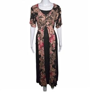 90s Floral Polka Dot Maxi Dress